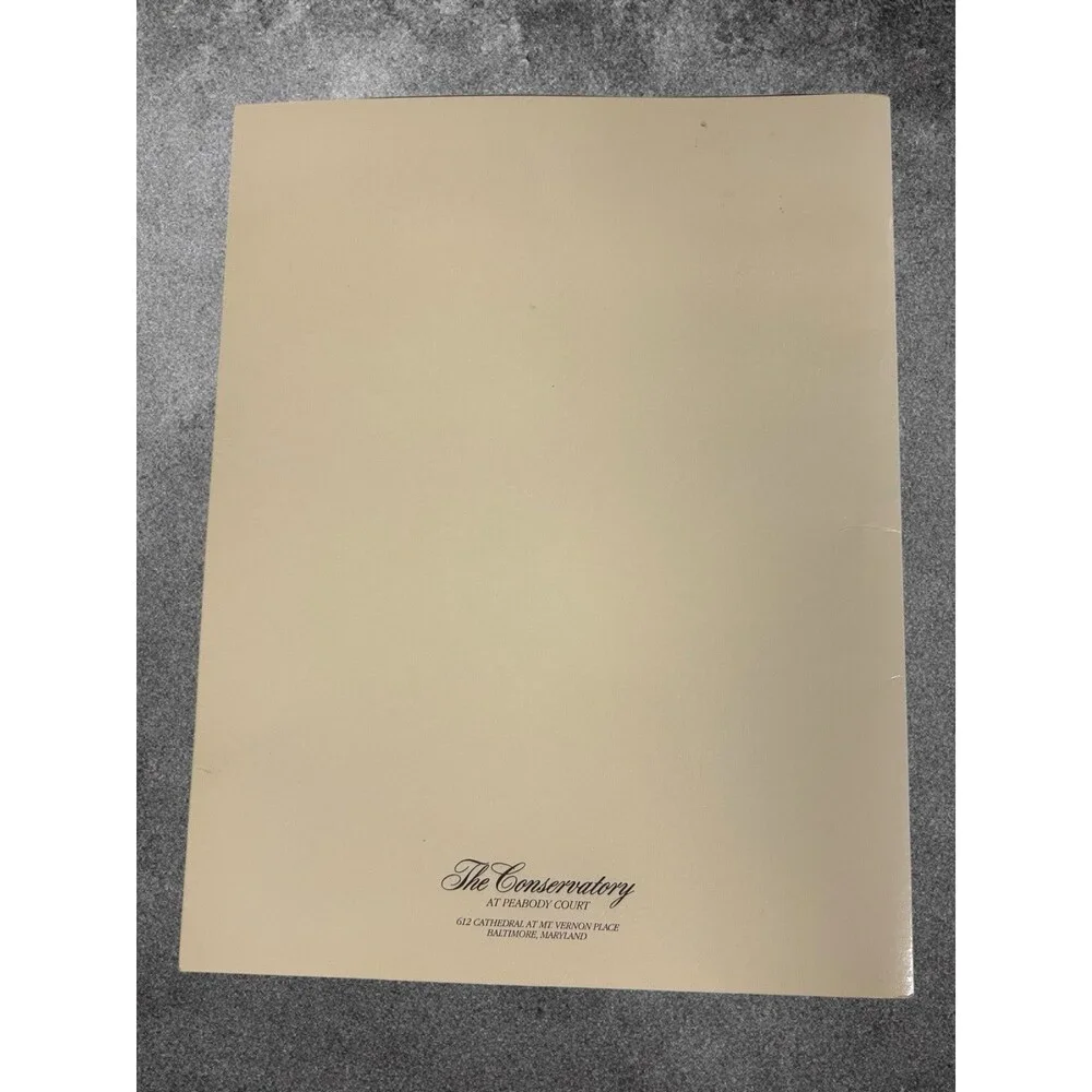 Vintage The Conservatory at Peabody Court Restaurant Menu